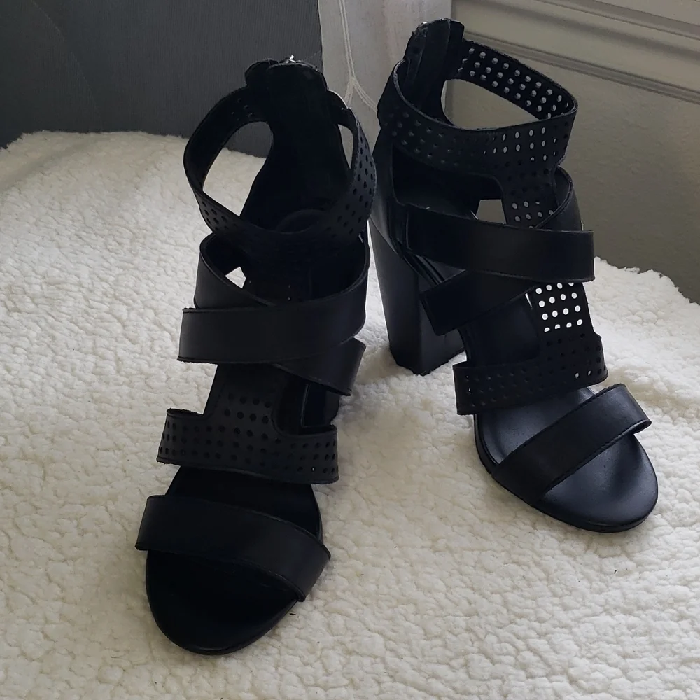 KDB Kelsi Dagger Brooklyn Ballard High Heel Sandal, Color Black, Size 9